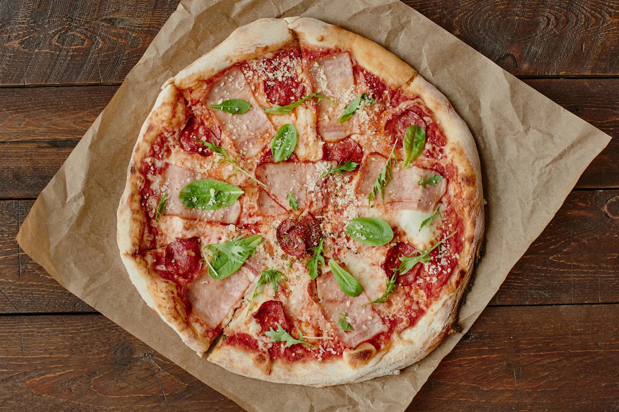 Italian style pizza with basil